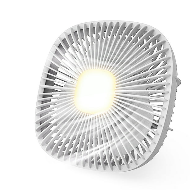 Ventilador de camping recargable por USB Ventilador colgante de 4 velocidades con luz LED Abanopi Blanco
