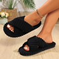 thumbnail image 4 of Zapatillas de casa con banda cruzada de pana a la moda para mujer, chanclas de felpa cálidas para otoño e invierno, zapatillas de algodón de suela blanda para dormitorio interior para mujer, 4 of 5