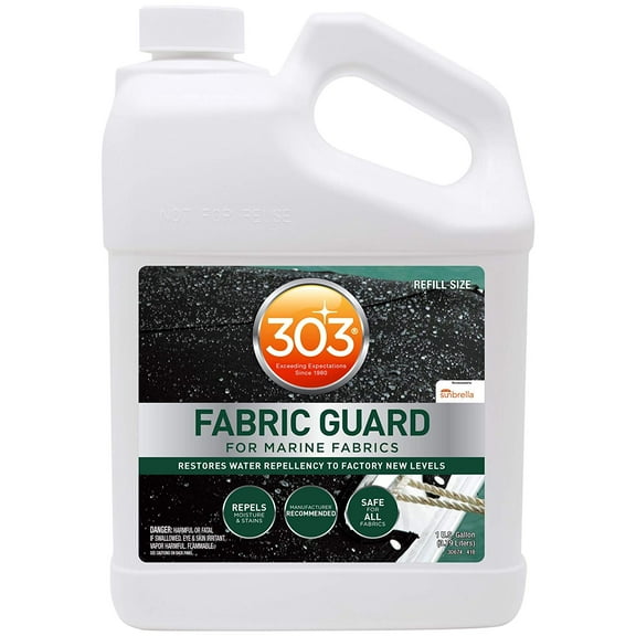 303 Marine Fabric Guard - Restores Water and Stain Repellency To Factory New Levels, Simple and Easy To Use, Manufacturer Recommended, Safe For All Fabrics, 1 Gallon (30674)
