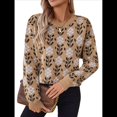 thumbnail image 1 of Suéter de Cuello Redondo de Larga para Mujer, Estampado de Otoño, Jersey de Punto de Gran Tamaño, Ropa de Moda Camello M, 1 of 10