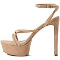 thumbnail image 2 of Schutz Zilla Honey Beige Nude Straps Buckle Ankle High Heels Plaforms Sandals (Honey Beige, 9), 2 of 5