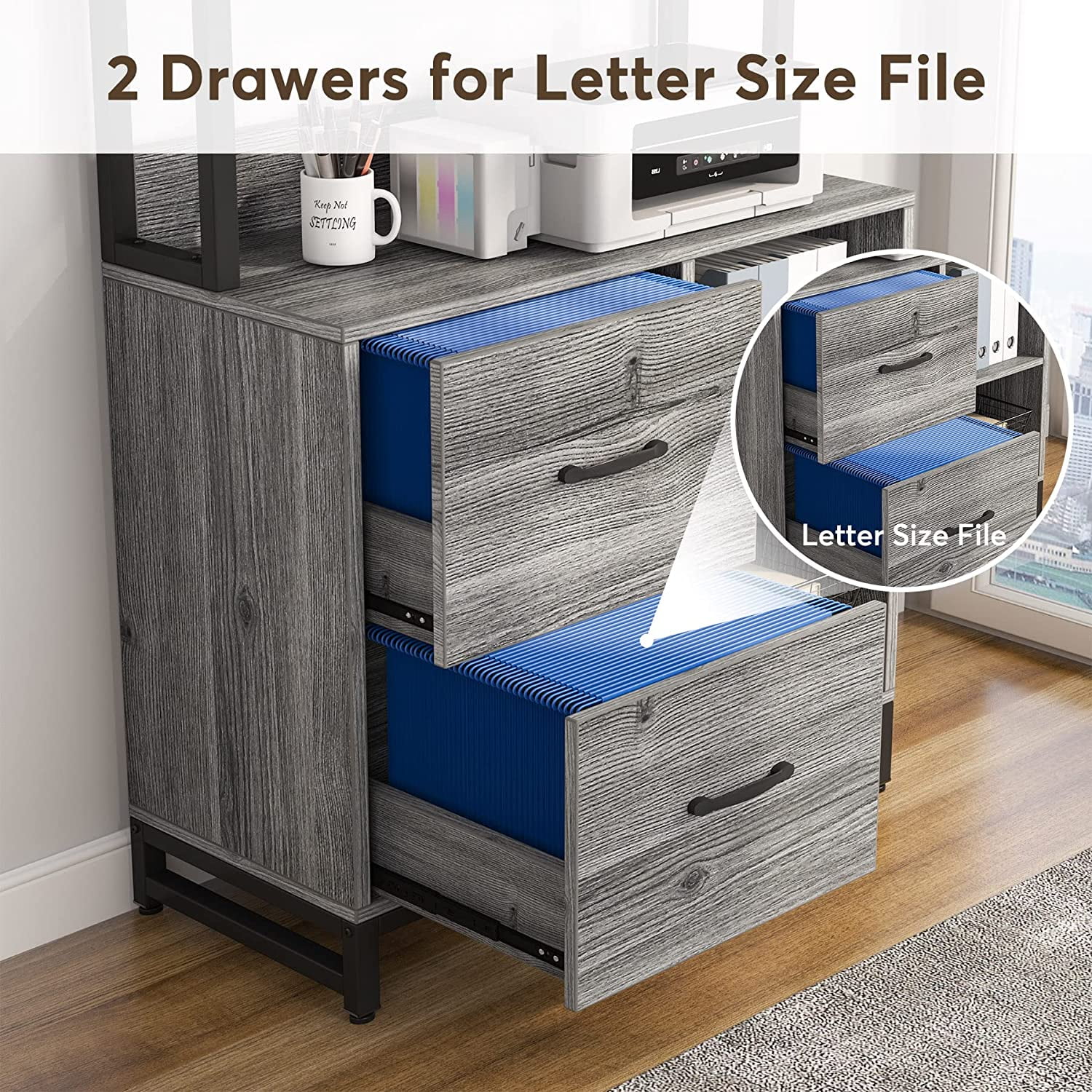 Tribesigns 2 Drawer File Cabinet for Letter Size Industrial Printer