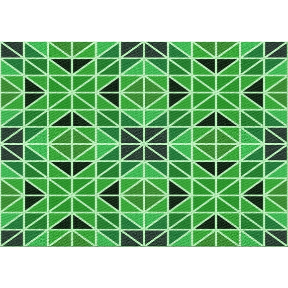 Ahgly Company Indoor Rectangle Patterned Green Area Rugs, 8' x 10'