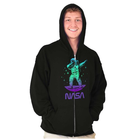 NASA Astronaut Dab on the Moon Funny Zip Up Hoodie Men's Women's Brisco Brands S