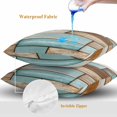 thumbnail image 4 of Throw Pillow Covers 16x16 Inch Set of 2, Blue Brown Vintage Waterproof Outdoor Pillow Covers, Retro Farmhouse Elegant Pastoral Decorative Cushion Pillowcases for Couch, Sofa, Bed, Garden, Patio, 4 of 9