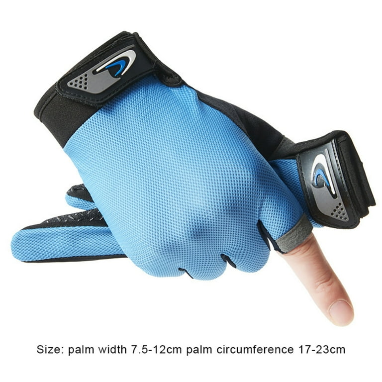 1 Pair Fishing Gloves Anti-Slip 2 Fingers Cut Ice Silk Fish Hand Protection, Size: One size, Black