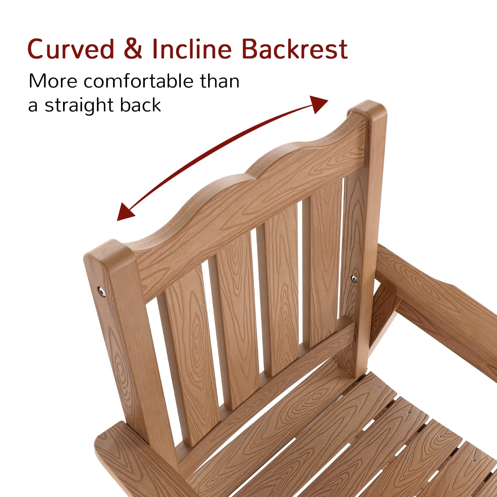 Stoog Patio Chair with Backrest, Oversized All-Weather Outdoor Dining Chair for Garden, Backyard, 400 lbs Weight Capacity, Teak Brown