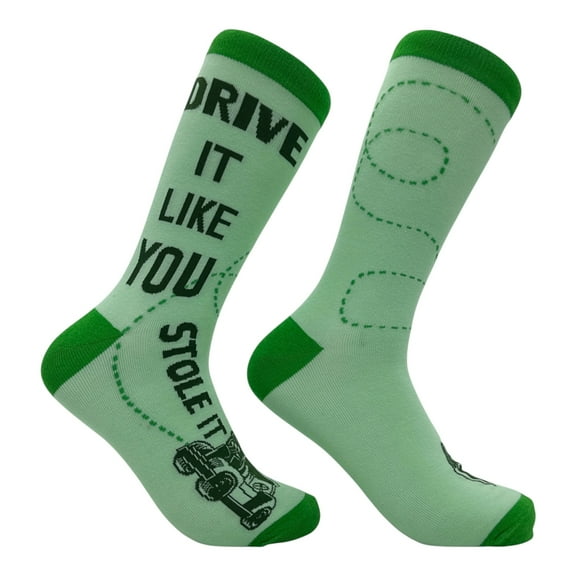 Drive It Like You Stole It Socks Funny Sarcastic Golfing Graphic Novelty Footwear for Men