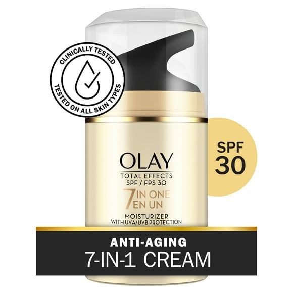 Olay Skincare Total Effects Facial Moisturizer SPF 30, Sun Protection for All Skin Types, 1.7 fl oz