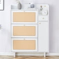 thumbnail image 2 of Holaki Rattan Shoe Storage Cabinet, Hidden Slim Narrow Shoe Cabinet with 3 flip Drawers and Door, Freestanding Shoe Rack with Drawer & Top Cubby for Entryway Hallway Living Room, 2 of 25