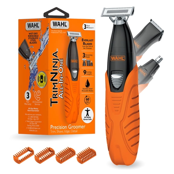 Wahl TrimNinja All-In-One Hybrid Electric Razor, Nose Hair Trimmer, & Beard Trimmer for Men – Everlast Double-Sided Electric Shaver Blade for Facial Hair Grooming – Model 3028244