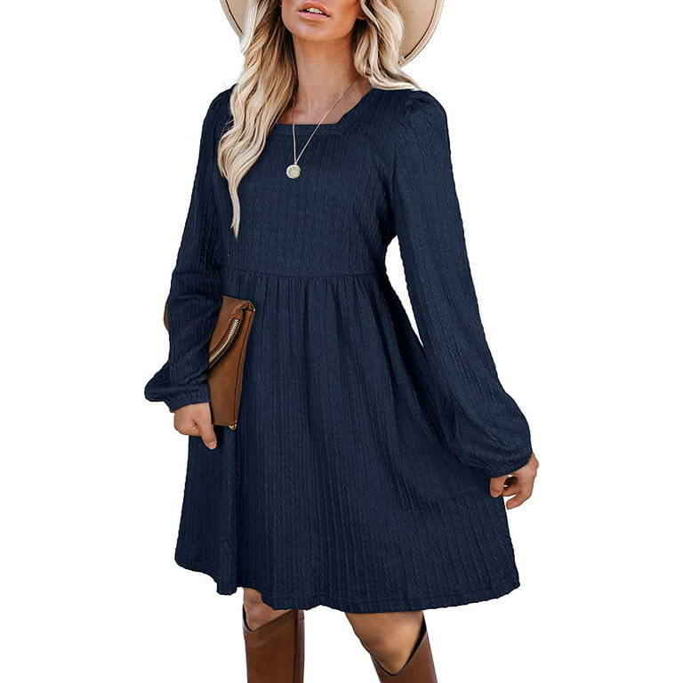 CoCopeaunt Long Sleeve Dress for Women Fashion Tunic Dresses to Wear with  Leggings S 