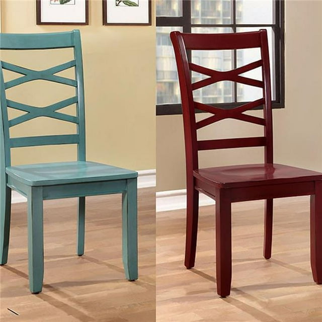 Chaise Latérale de Transition Giselle&44; Rouge & Bleu - Lot de 2