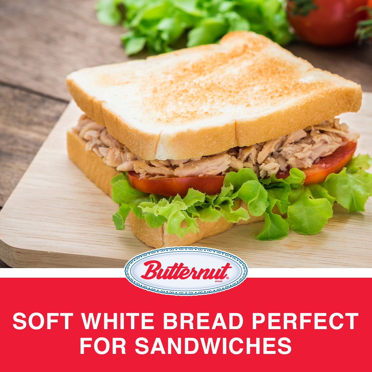 Butternut Sandwich Bread, Enriched Soft White Bread, 24 oz, Shelf-Stable