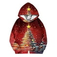 thumbnail image 4 of Sudadera con capucha para niños, con estampado navideño de invierno, larga, con terciopelo, informal y cómoda, de manga larga, de poliéster., 4 of 5