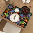 thumbnail image 4 of Linen Mexican Fiesta Placemats Set of 4 Cinco De Mayo Table Mats Dia De Los Muertos Decor Day of The Dead Decorations and Supplies for Home Kitchen Dining Room Table, 4 of 6