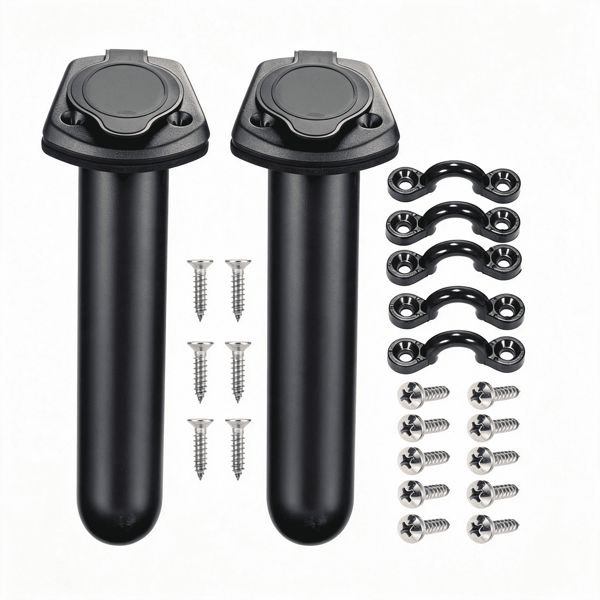 BESTSKY 2 Pack Kayak Deck Flush Mount Fishing Rod Holders and Cap Cover for Boat Canoe and Tackle Accessory Tool Secure Fit Kayak Rod Holder