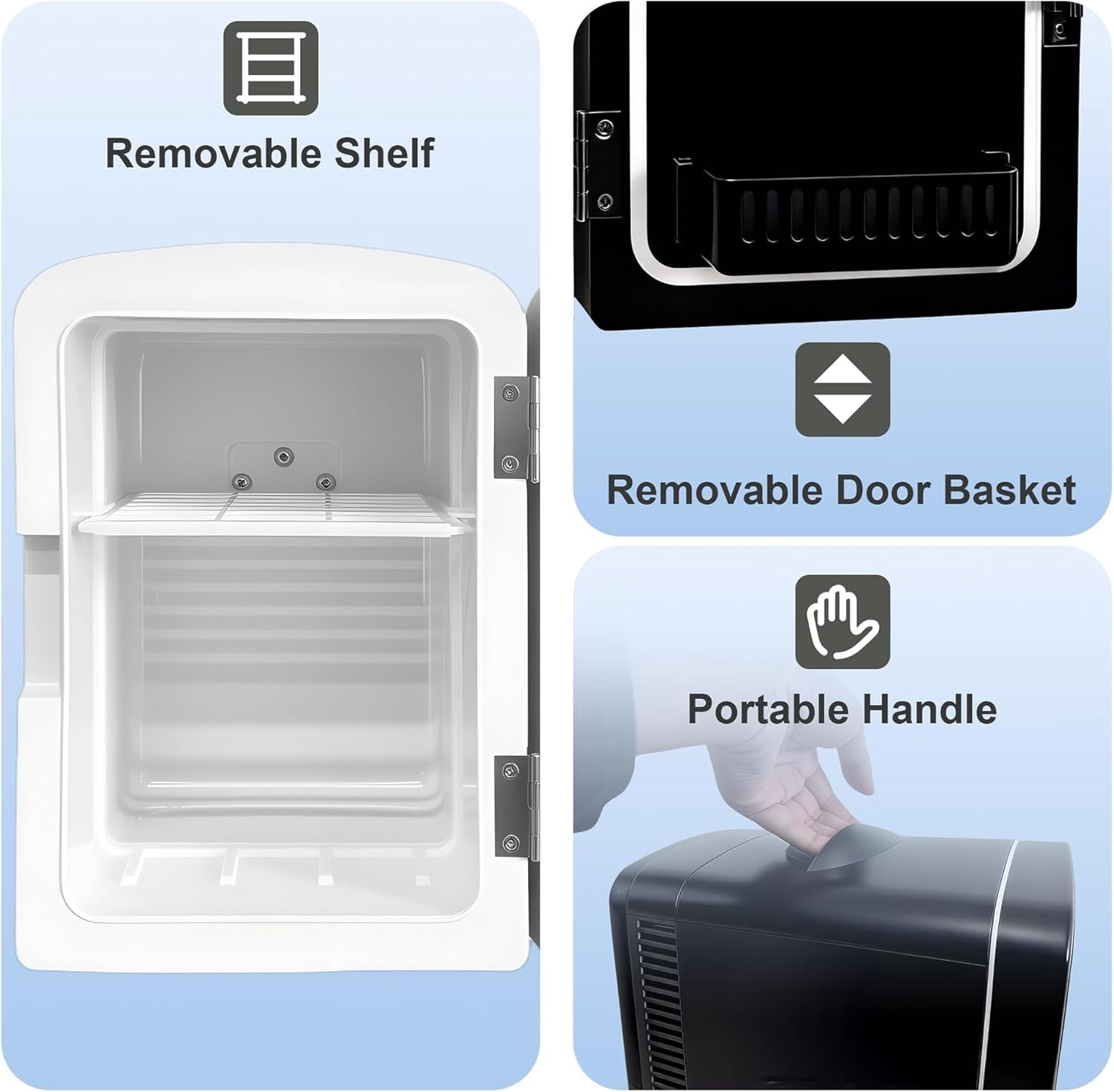 Fridge with LED Mirror, 4L Skincare & Beverage Cooler for Bedroom Car Office Dorm