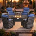 thumbnail image 2 of Jentlehouse 7-Piece Patio Fire Pit Set with 6'' Thick Cushion Swivel Gliding Chair and Side Table,Outdoor Conversation Set with Firepit Table,Hidden Tank for Balcony Deck Yard, 2 of 13