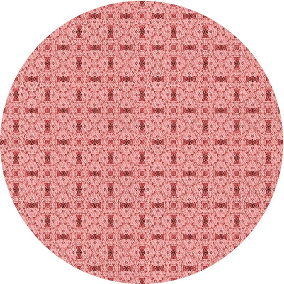 Ahgly Company Indoor Round Patterned Pastel Pink Area Rugs, 5' Round