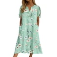 thumbnail image 3 of TaTaai Women's Floral Print V-Neck Short Sleeve Midi Dress with Tie Cuff Detail and Side Pockets Casual Fashion Lightweight Flowy Dress for Spring Summer Daily Vacation Outings Gift, 3 of 7