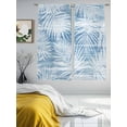 thumbnail image 3 of Sheer Curtains 63 Inches Long 2 Panels, Summer Bohemia Blue Palm Leaves Rod Pocket Curtain Voile Draperies, Coastal Tropical Plants Light Filtering Window Treatment for Living Room Kitchen Bedroom, 3 of 8
