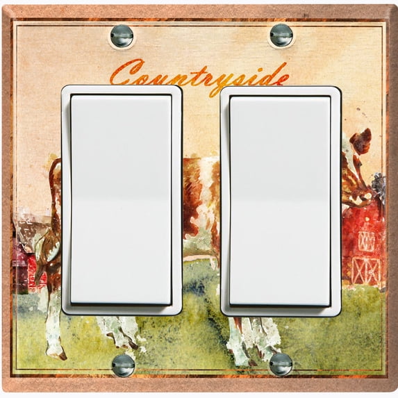 Metal Light Switch Plate Cover Cute Countryside Cow Animal Farm ANM002