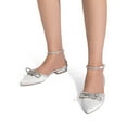 thumbnail image 5 of Dream Pairs Women’s Pointed-Toe Flats – Rhinestone Bow Dress Shoes with Ankle Strap, 5 of 7