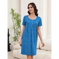 thumbnail image 3 of Ekouaer Nightgowns for Women with Pockets Button Front Short Sleeve House Dresses Floral Print Mumu Dress MooMoo Dresses, 3 of 8