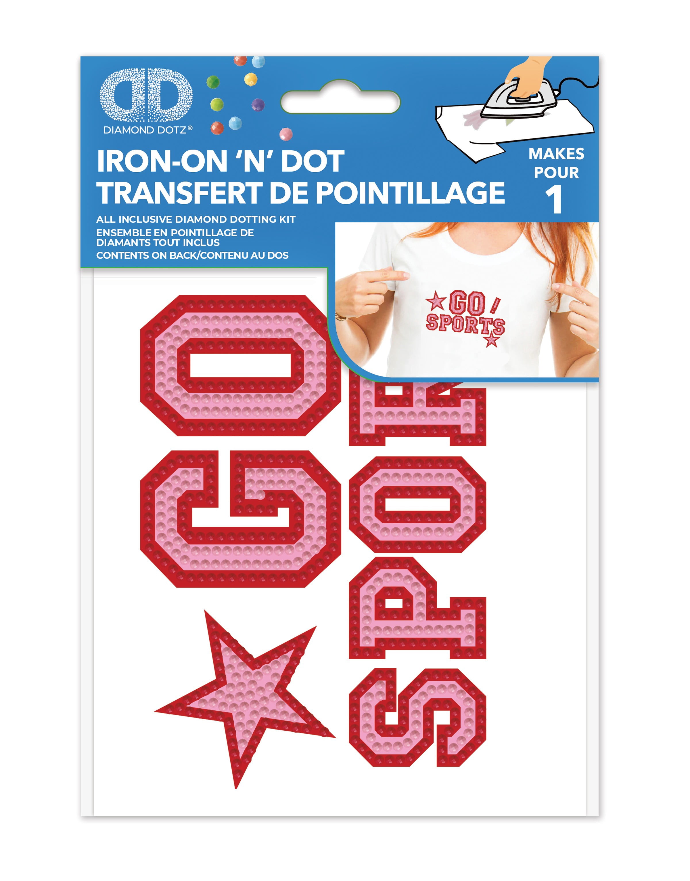 DIAMOND DOTZ® Pink Sports Iron-On 'N' Dot Transfer