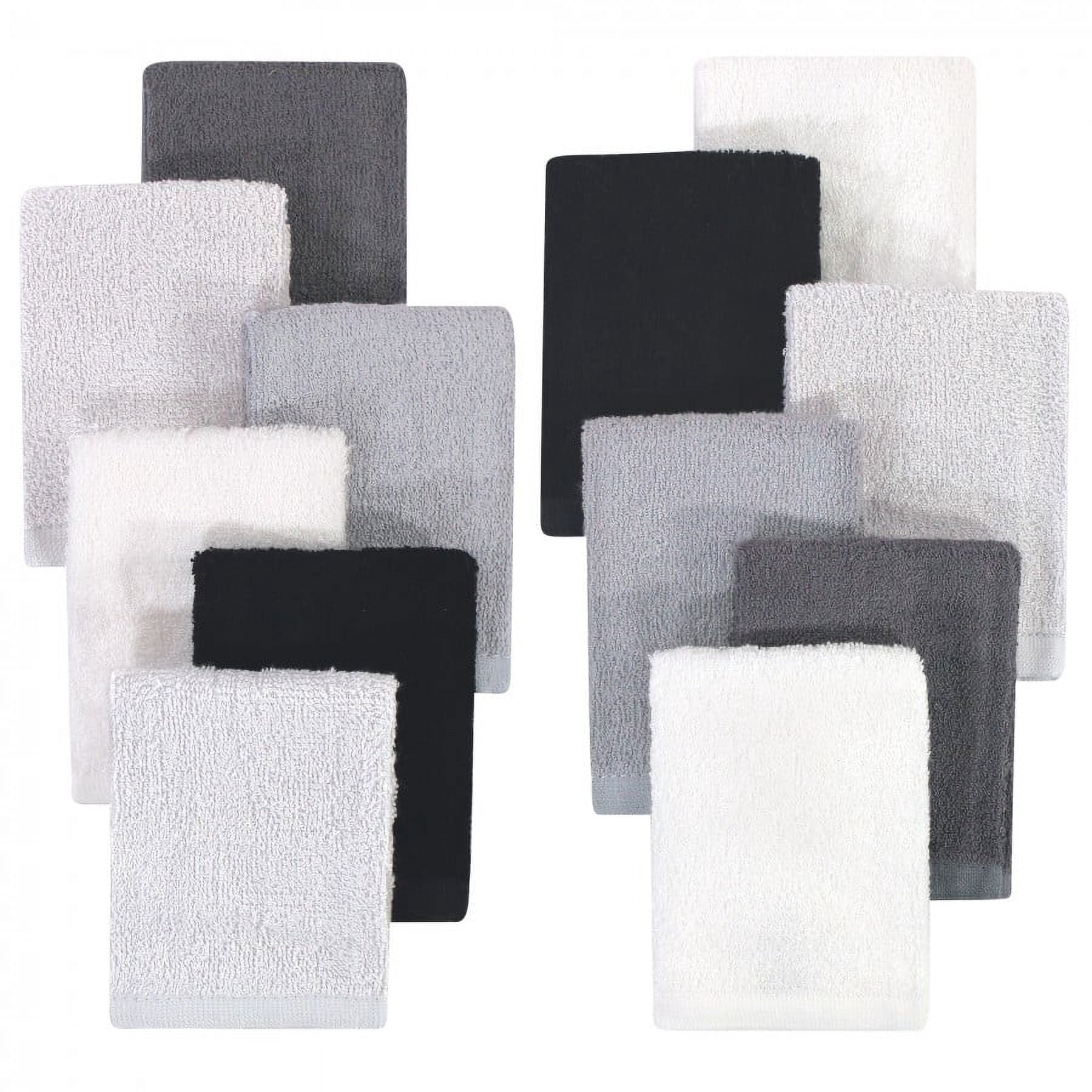 Hudson Baby 24Pc Rayon from Bamboo Woven Washcloths, Black White, One Size
