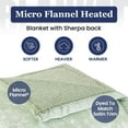 thumbnail image 4 of Thermee Micro Flannel Heated Blanket With Sherpa Back, 10-Setting Electric Full Size, Programmable, Ultra-Soft Throw, Heating Thermal - Toile Celery Green, 4 of 4