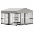 thumbnail image 2 of EuKer Outdoor Dog Kennel with Roof, 10x10x6 ft Heavy-Duty Dog Cage W/Safety Locks & Stainless Steel Bowls for Garden, Backyard, 2 of 7