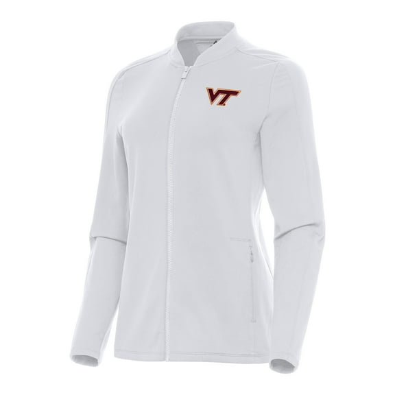 Women's Antigua White Virginia Tech Hokies Continual Full-Zip Jacket