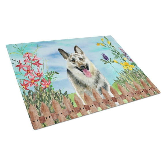 Caroline's Treasures East-European Shepherd Spring Glass Cutting Board Large