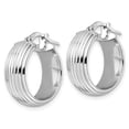 thumbnail image 2 of Finest Gold Leslies Sterling Silver Rhodium-Plated Polished Grooved Hoop Earrings, 2 of 2