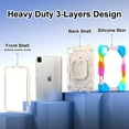 thumbnail image 2 of Shockproof Case for Apple iPad Pro 11 M4 2024, Build in Pencil Holder Rotating Stand Shoulder Strap Bumper Shockproof Rugged Kids Friendly Case Cover for iPad Pro 11 Inch M4 2024, Colorful, 2 of 8