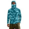 thumbnail image 2 of SEANATIVE Men's Sun Hoodie for Fishing, Long Sleeve Shirt UV Protection Cooling Full Coverage Fishing Pullover Top with Built-in Face Mask Neck Gaiter, 3XL, Teal Camouflage, 2 of 7