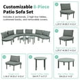 thumbnail image 4 of Harper & Bright Designs Outdoor Half-Moon Sectional Sofa with 2 Adjustable Tempered Glass Coffee Tables, 8 Pieces Patio Furniture Conversation Set with PE Rattan & Steel Frame, Gray, 4 of 16