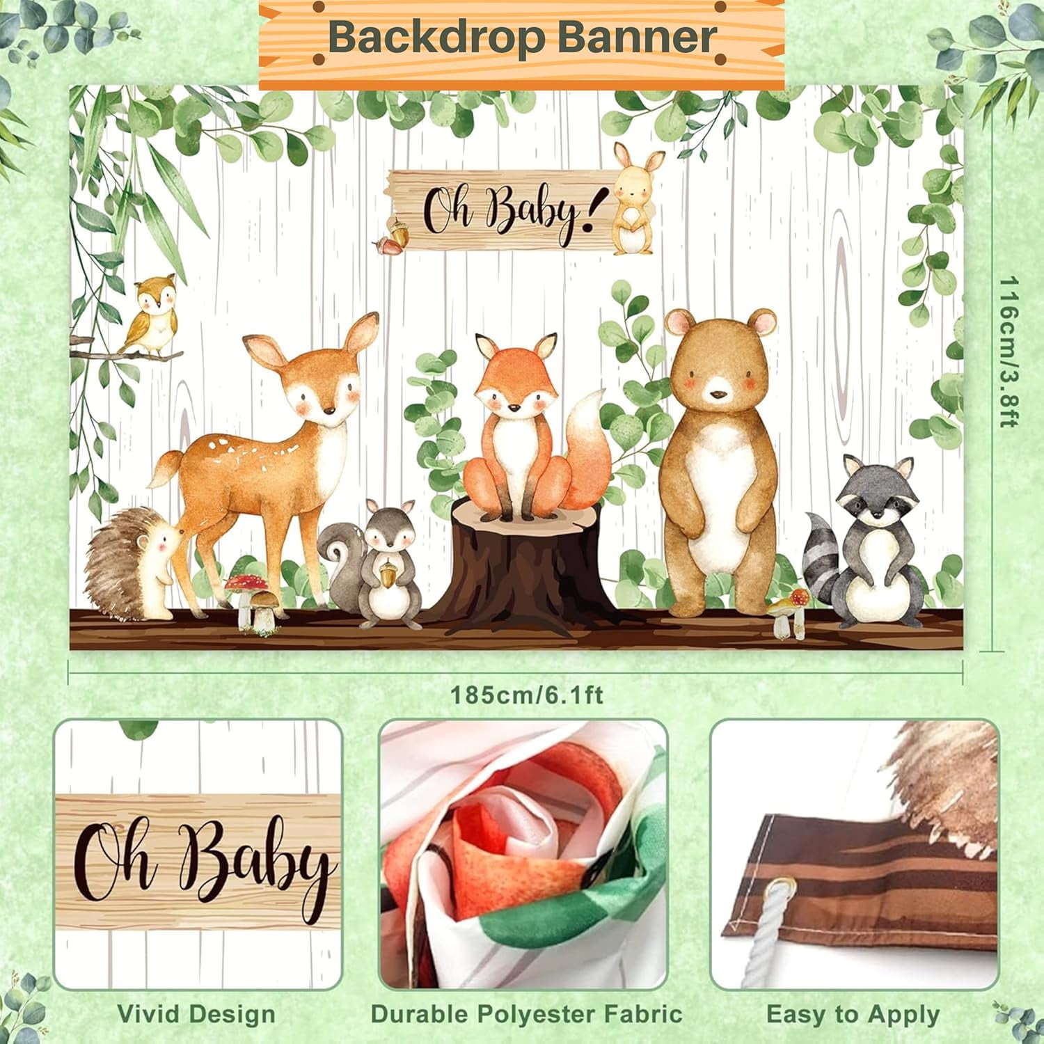 MEGA 257-Piece Woodland Baby Shower Decorations Kit for Boy & Girl, Gender Neutral Forest Animal Theme, Includes BABY Boxes, Banner, Backdrop, Balloon Garland, Tableware for 20 Guests