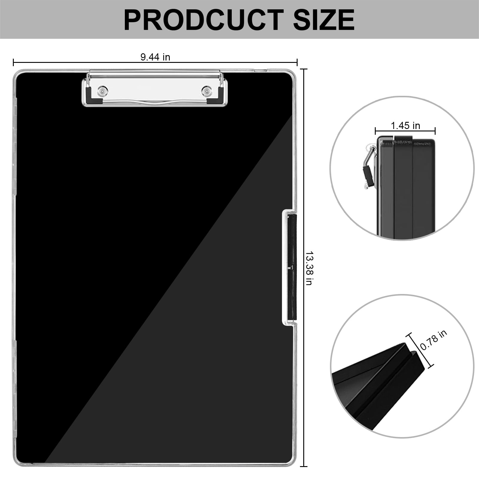 AGCAN Clipboard with Storage Case, Heavy Duty Foldable Clip Boards 8.5x11, Clearview Dry Erase Nursing Clipboard, School Office Supplies, Black
