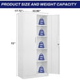 thumbnail image 3 of Garage Storage Cabinets with Lock Doors,Metal Garage Storage Cabinets with 4 Adjustable Shelves for Home,Office, Warehouse(White), 3 of 14