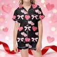 thumbnail image 2 of Laipiong Girls Valentine's Day Print Silk Like Pajama Casual Wear Two Piece Outfit For Kids Black 2-3, 2 of 4