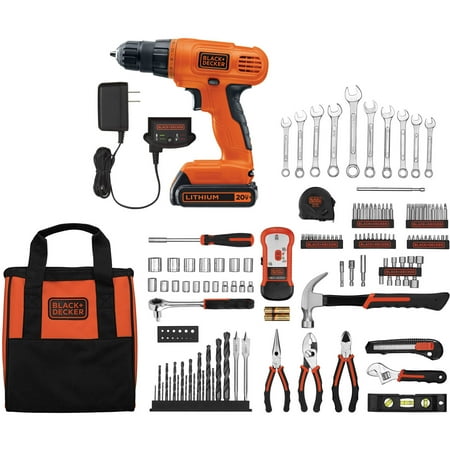 BLACK+DECKER 20-Volt Lithium-Ion Cordless Drill-Driver With 128-Piece Project Kit, (Best Drill Impact Combo)