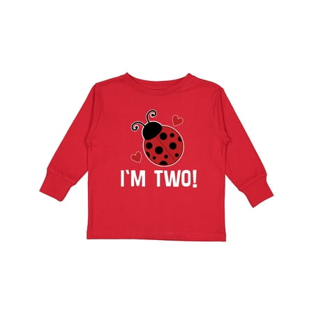 

Inktastic 2nd Birthday 2 Year Old Ladybug Girls Long Sleeve Toddler T-Shirt