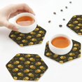 thumbnail image 7 of Pofeuu Cute Cartoon Bees Print Leather Coasters Set of 6, Round Cups Mugs Mat Pad for Home Kitchen Heat Resistant Drink Coasters,Hexagon, 7 of 7