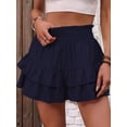 thumbnail image 5 of Women'S High Waist Ruffle Mini Skirt Tiered Short Skirt with Shorts Underneath L, 5 of 6