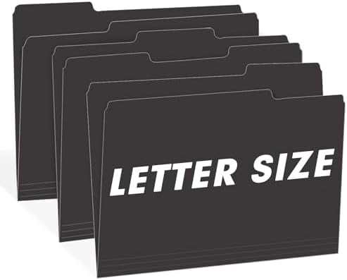 File Folder,  150 Pack 1/3 Cut Tab File Folders Letter Size, Black Folders for Dcouments, Folders with Tab Great for Organizing and Easy File Storage