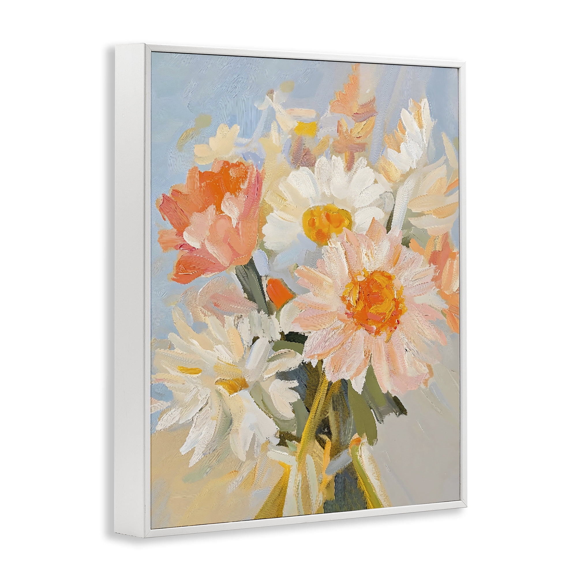 Stupell Industries Orange Spring Floral Bouquet White Framed Giclee Art, design by The Prints Vibe