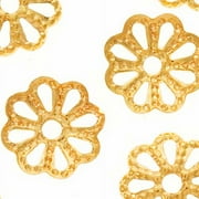 Bright Gold Plated Open Petal Flower Bead Caps 6mm (50)